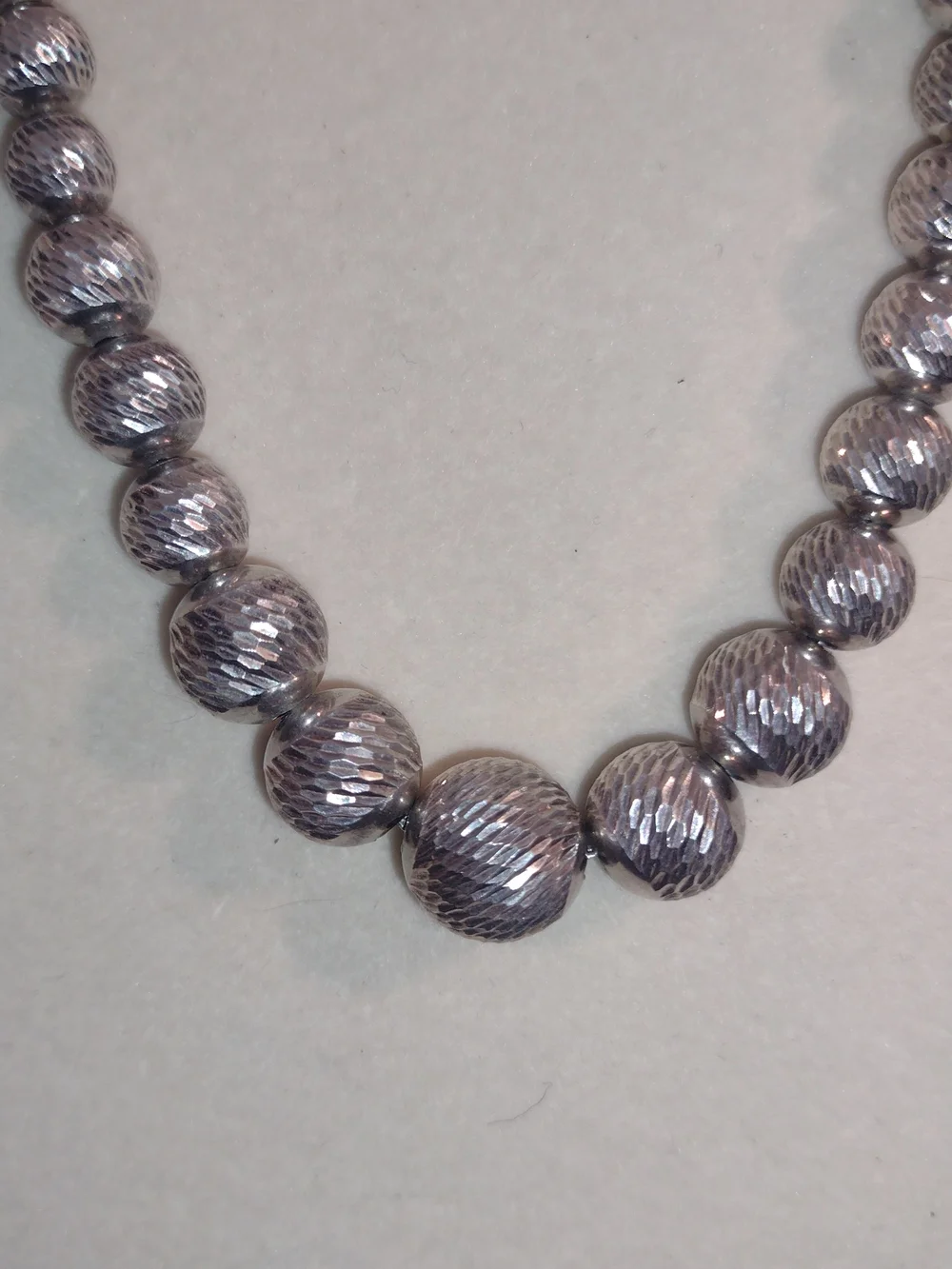 Vintage Sterling Silver Beaded Necklace